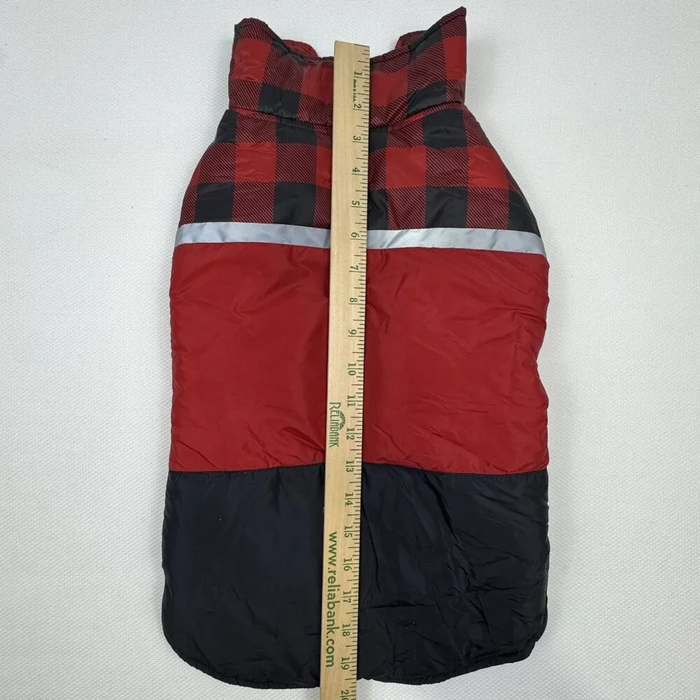 32 Degrees Heat Red Black Plaid Dog Jacket Large Puffer Vest Adjustable NEW